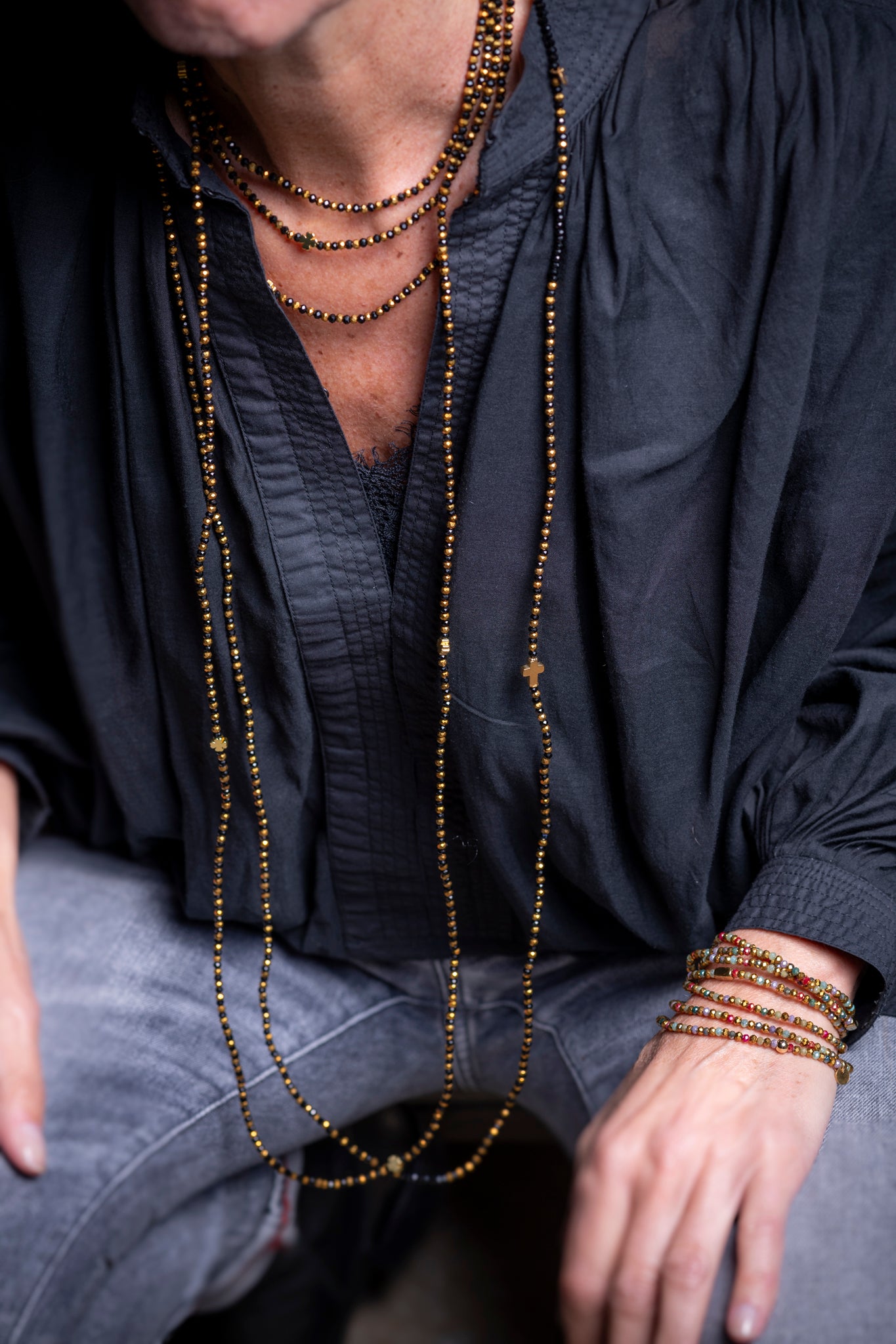 sautoir en perles de verre multicolores faispastasteph