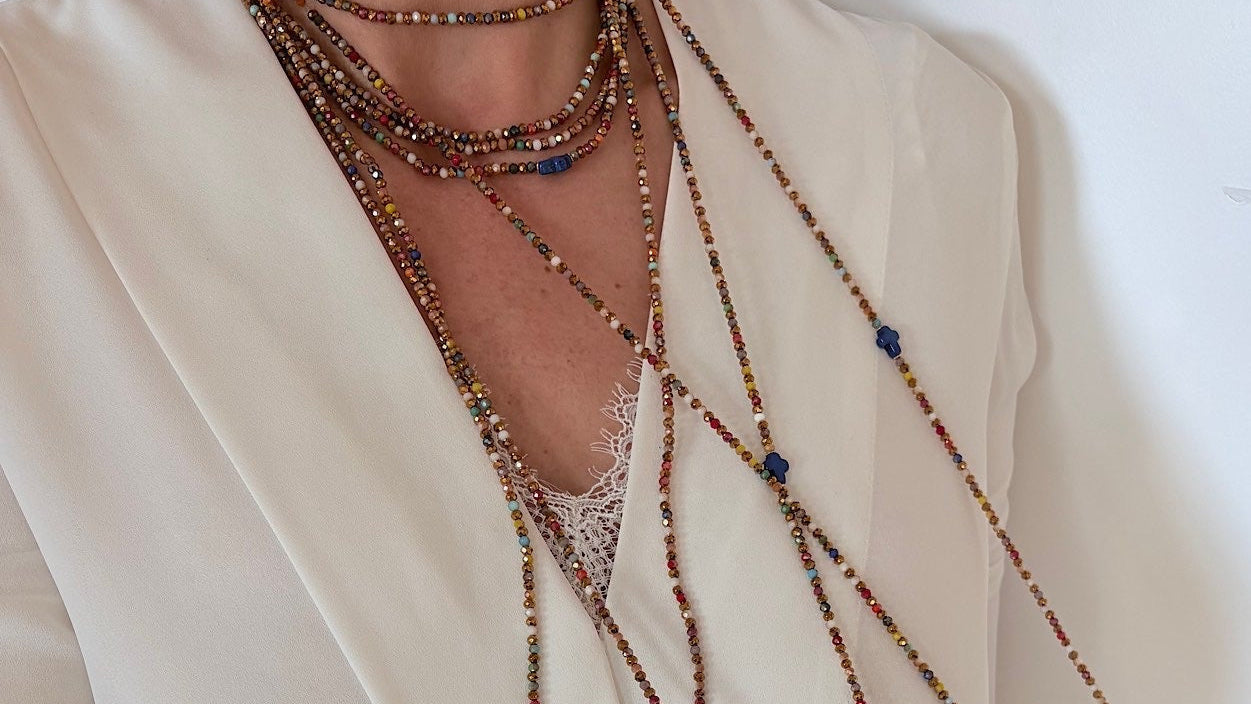 collier sautoir elastique multicolore accumulation faispastasteph