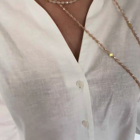 sautoir perles de verre pêche solaire porté