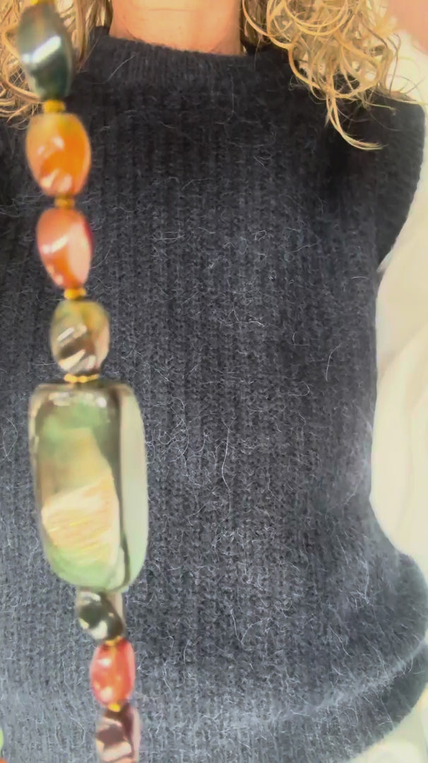 Sautoir Sienna en perles de pierre naturelle – collection Les Singuliers