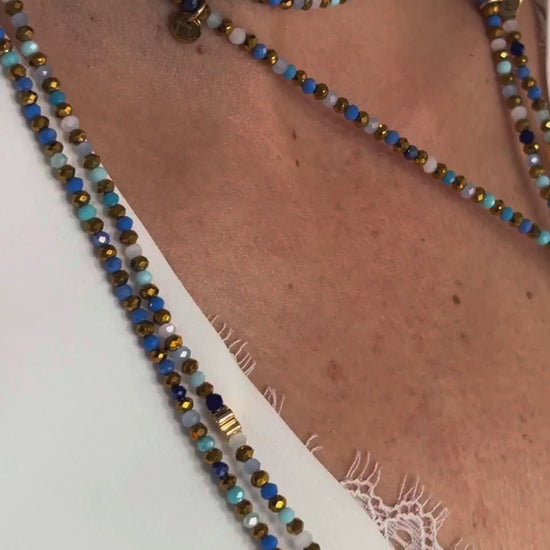 Vidéo collier Denim bleu porté multi façons ras de cou sautoir et manchette FAIS PAS TA STEPH