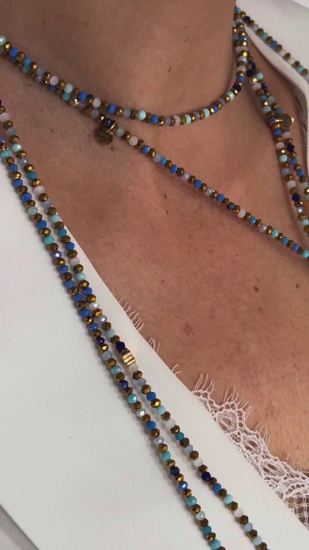 Vidéo collier Denim bleu porté multi façons ras de cou sautoir et manchette FAIS PAS TA STEPH