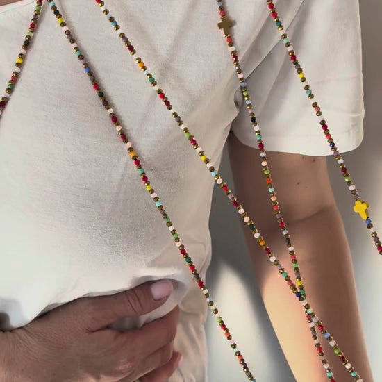 Vidéo collier élastique multicolore Pixel transformable en bracelet et sautoir FAIS PAS TA STEPH