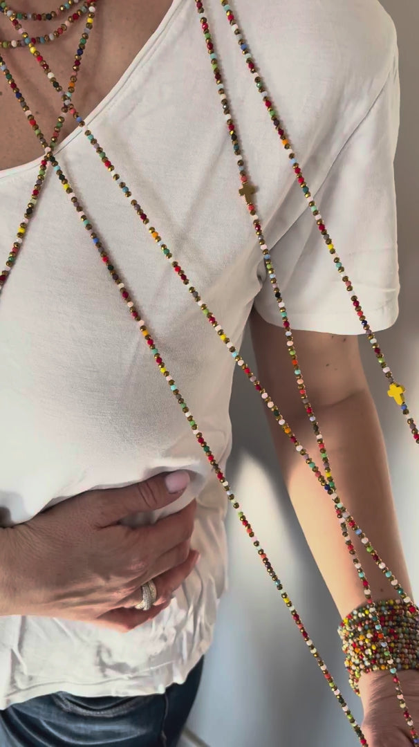 Vidéo collier élastique multicolore Pixel transformable en bracelet et sautoir FAIS PAS TA STEPH