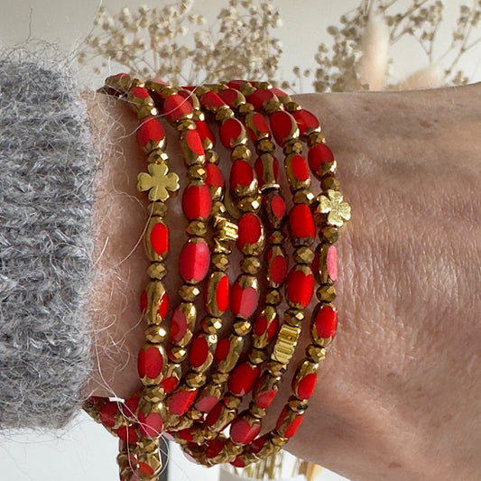 Sautoir en perles de verre fait main - Collection Lueur Ovale